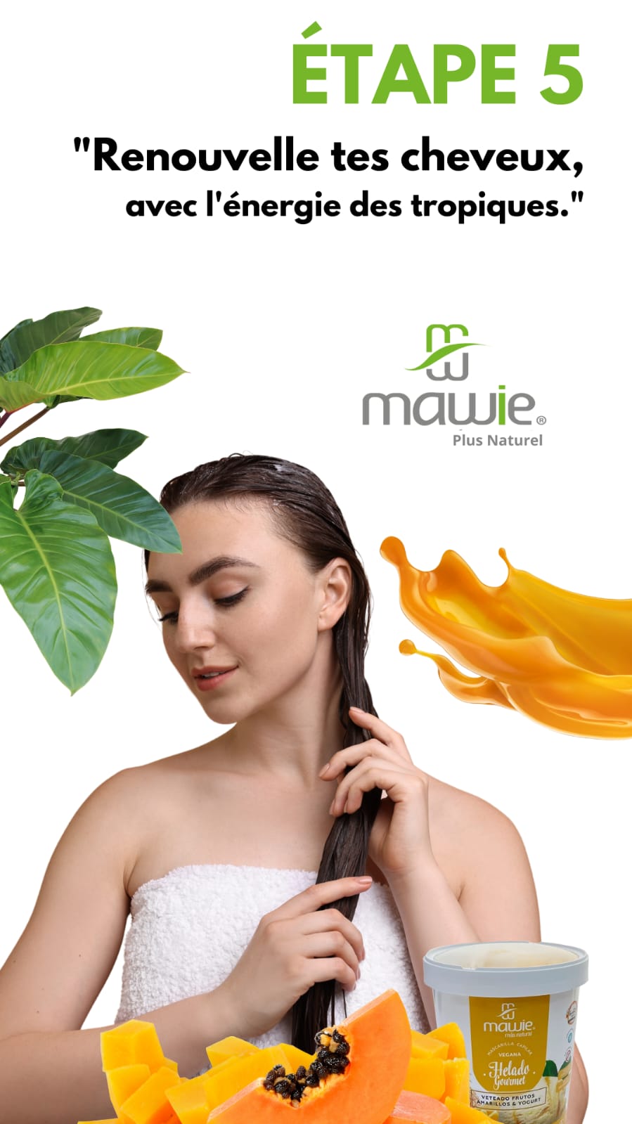 Traitement capillaire naturel à la crème glace: fruits jaunes 430ml