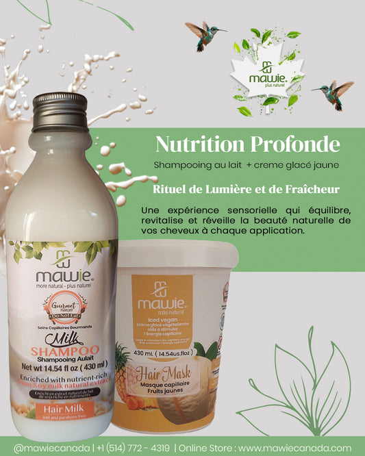 Combo nutrition: shampooing au lait + Creme glacé jaune