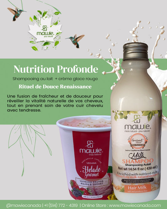 Combo Nutrition: Shampooing au lait + Crème glace rouge