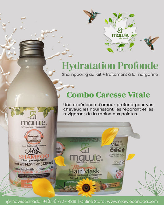 Combo hydratation profonde: Shampooing au lait + Traitement à la margarine